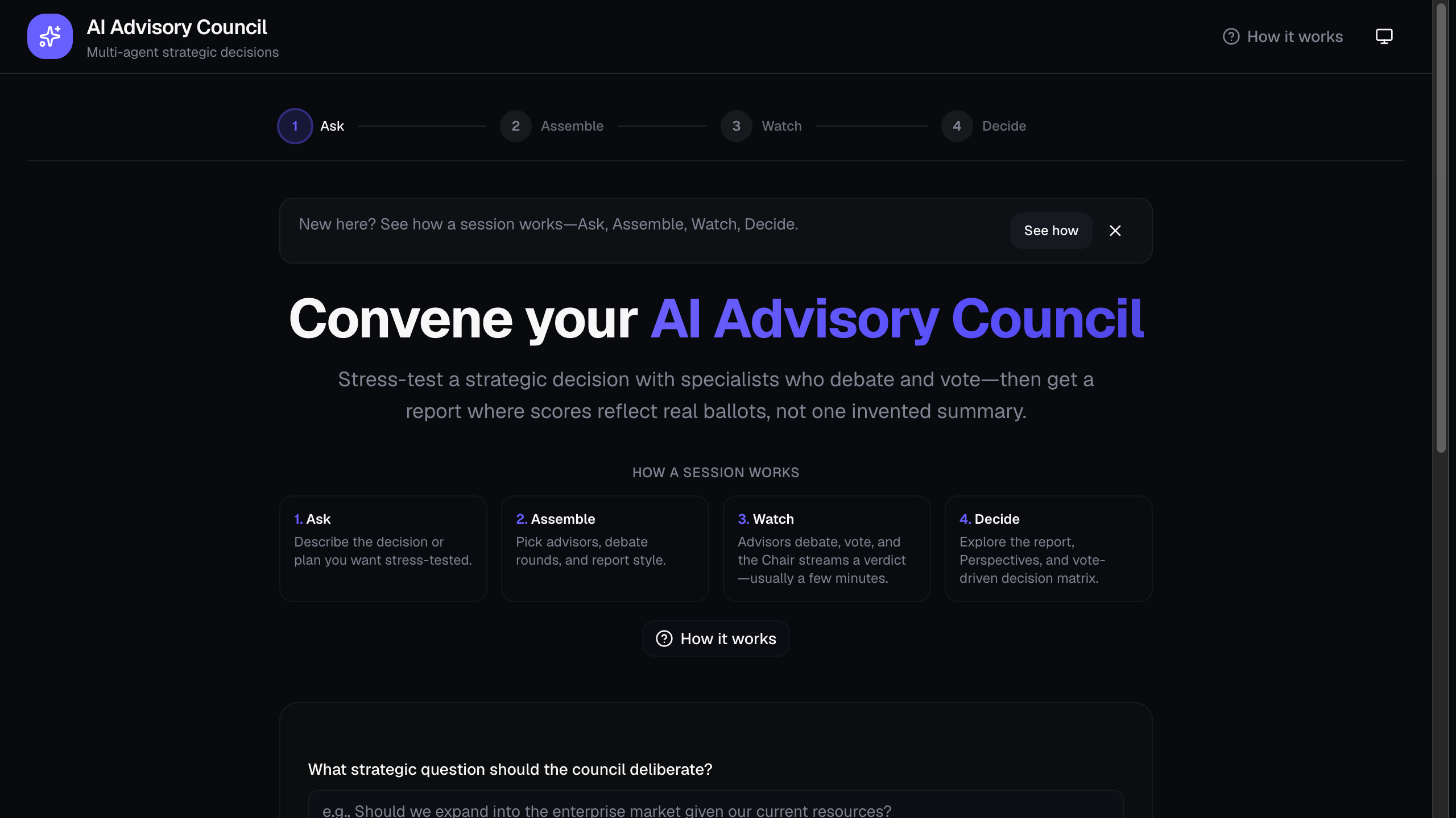 AI Advisory Council live homepage screenshot