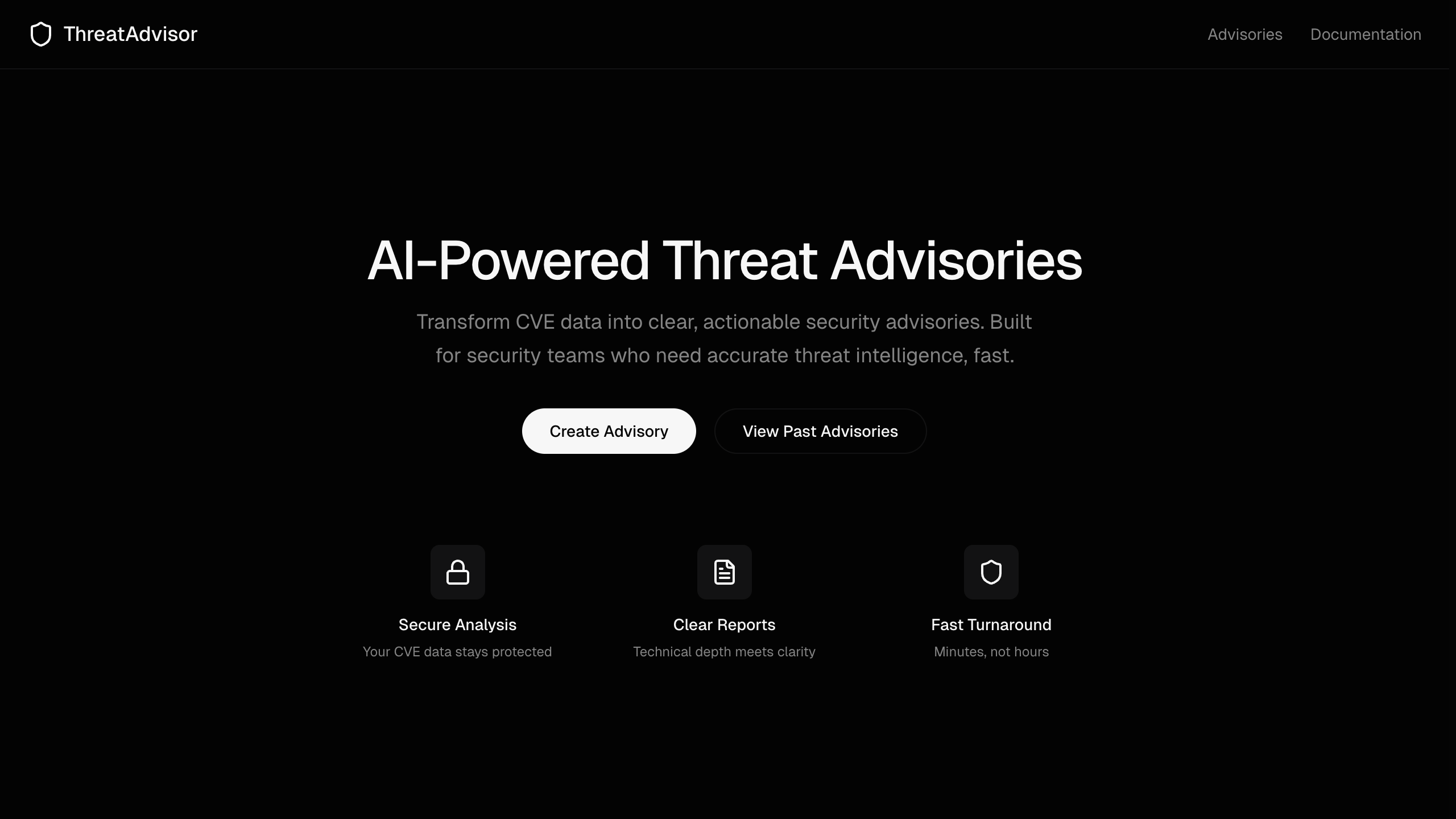 ThreatAdvisor live homepage screenshot